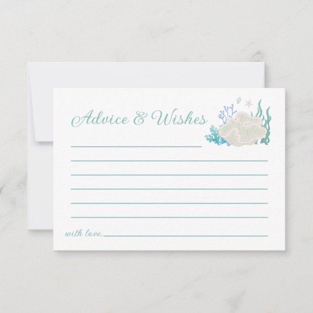 Advice & Wishes Ocean Seashell Bridal Shower Note Card (Front)
