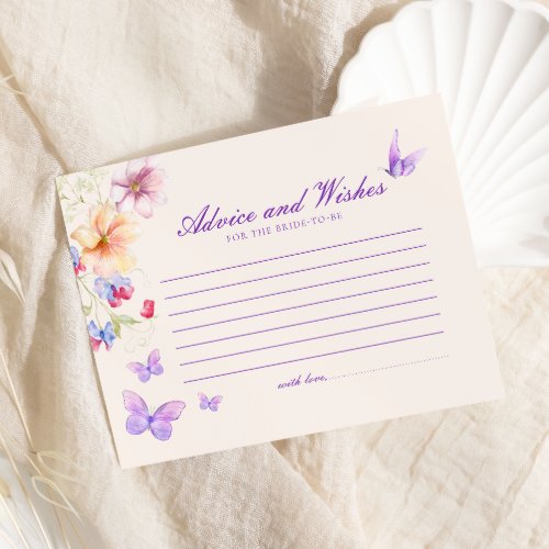 Advice  Wishes Purple Butterflies Bridal Shower Enclosure Card