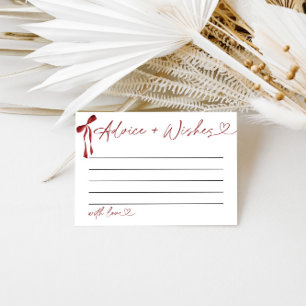 Advice & Wishes Shower Game Burgundy Bow Enclosure Card