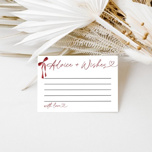 Advice & Wishes Shower Game Burgundy Bow