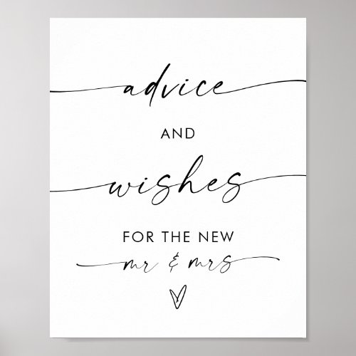 Advice  Wishes Sign Modern Minimalist Bridal Poster