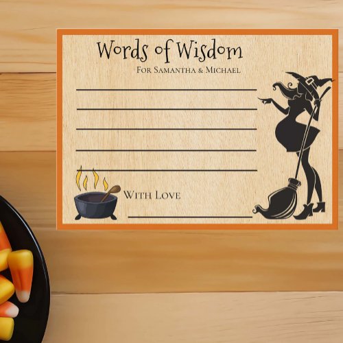 Advice Words Wisdom Halloween Witch Baby Shower  Enclosure Card