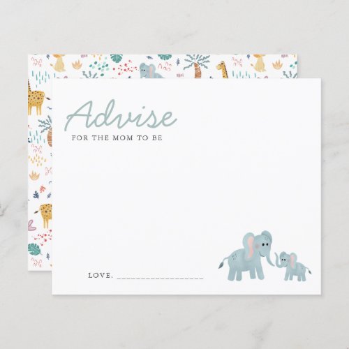 Advise For Mom To Be Safari Elephant Baby Shower