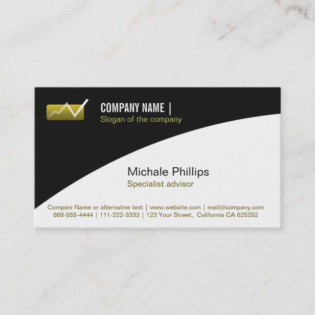 ADVISER IN STOCK MARKET VALUES BLACK ELEGANT BUSINESS CARD (Front)