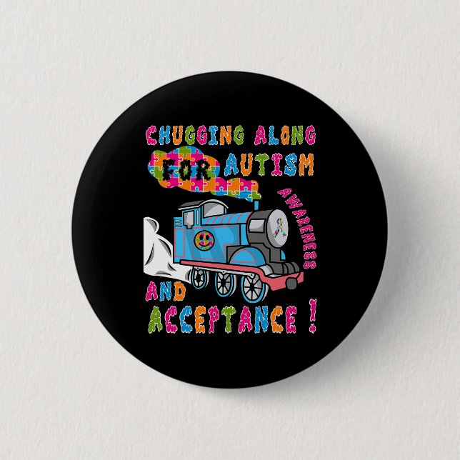 Advocate Acceptance Train Puzzle Cool Autism Aware Button (Front)