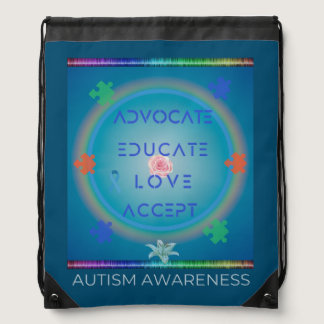 Advocate Educate Love Accept  (Autism Awareness ) Drawstring Bag
