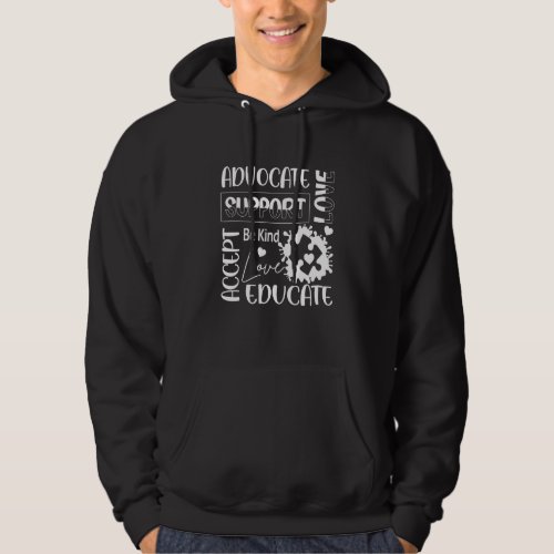 Advocate Love Support Accept Be Kind Autism Awaren Hoodie