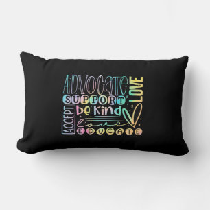 Advocate Love Support Accept Be Kind Autism Awaren Lumbar Pillow