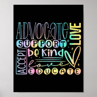 Advocate Love Support Accept Be Kind Autism Awaren Poster