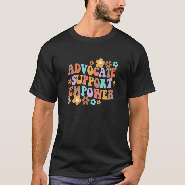 Advocate Support Empower Groovy Social Worker Grad T-Shirt (Front)
