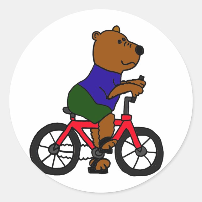 AE- Bear Bicycling Cartoon Classic Round Sticker (Front)