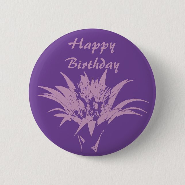 Aechmea Pink and Purple Pinback Button (Front)