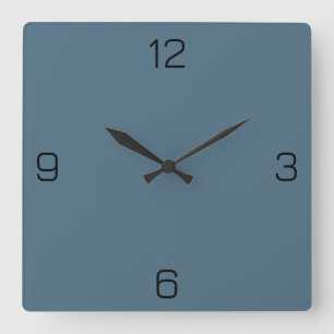 Aegean Blue 4E6E81 Color - Option to Add Name Square Wall Clock