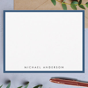 Aegean Blue Classic Border Correspondence Note Card