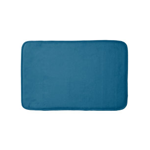 Aegean Sea Blue Solid Color Print Bath Mat