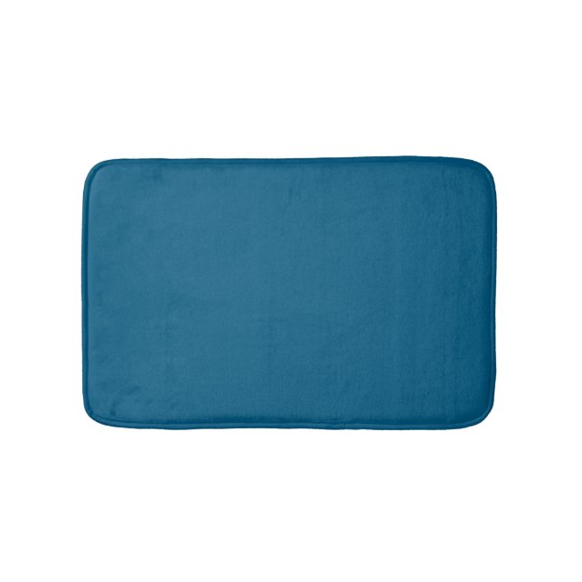 Aegean Sea Blue Solid Color Print Bath Mat (Front)