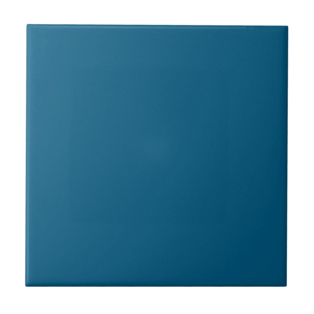 Aegean Sea Blue Solid Color Print Ceramic Tile (Front)