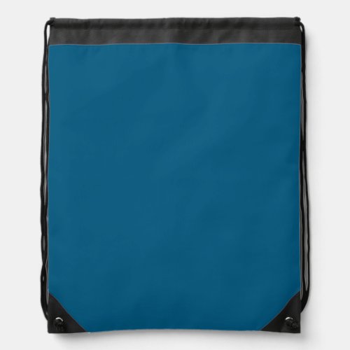 Aegean Sea Blue Solid Color Print Drawstring Bag