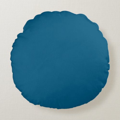 Aegean Sea Blue Solid Color Print Round Pillow