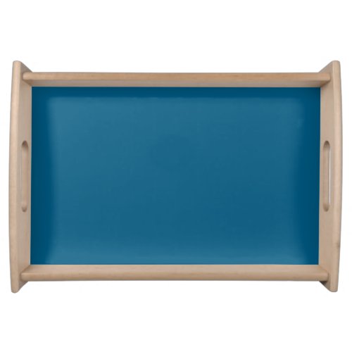 Aegean Sea Blue Solid Color Print Serving Tray