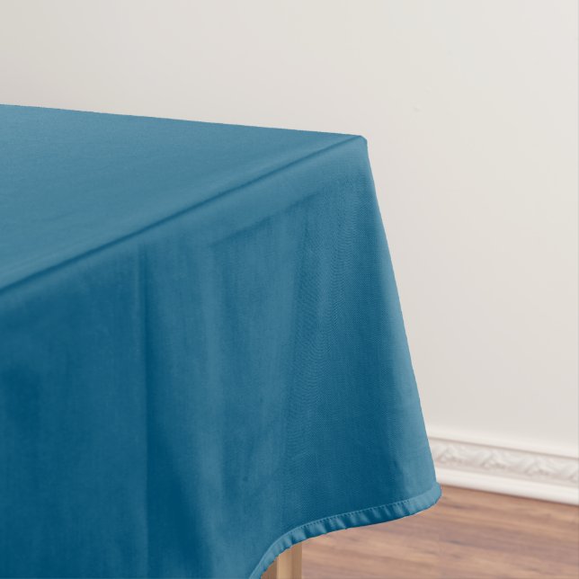 Aegean Sea Blue Solid Color Print Tablecloth (In Situ)