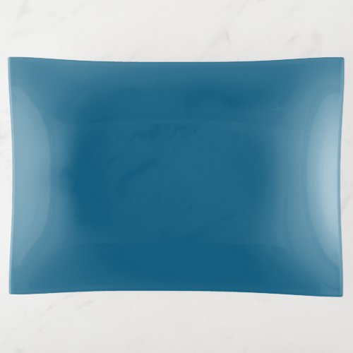 Aegean Sea Blue Solid Color Print Trinket Trays