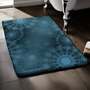 Aegean Sparkling flower art in the night sky Bath Mat
