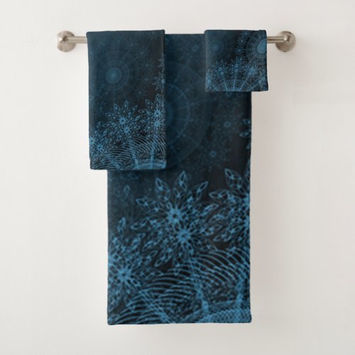 Aegean Sparkling flower art in the night sky Bath Towel Set