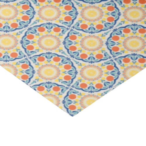 Aegean Summer Oranges And Lemons Art Deco Fans Tissue Paper