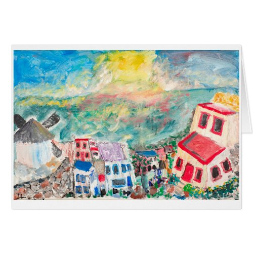 Aegean Sunset watercolor card