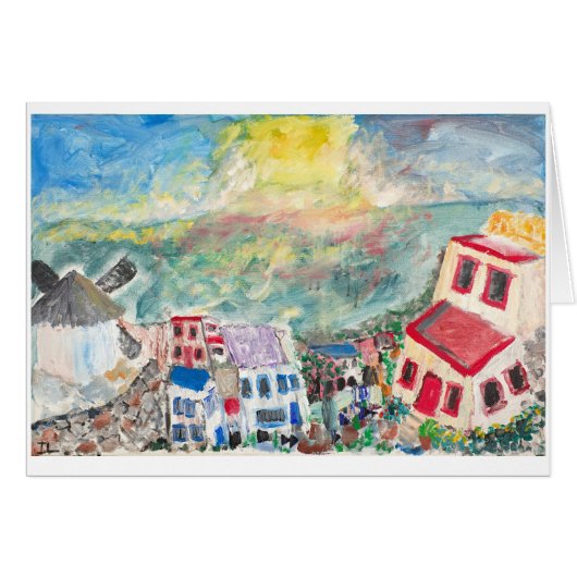 Aegean Sunset watercolor card (Front Horizontal)
