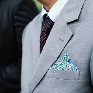 Aegean Teal Mosaic Wedding Pocket Square Bandana