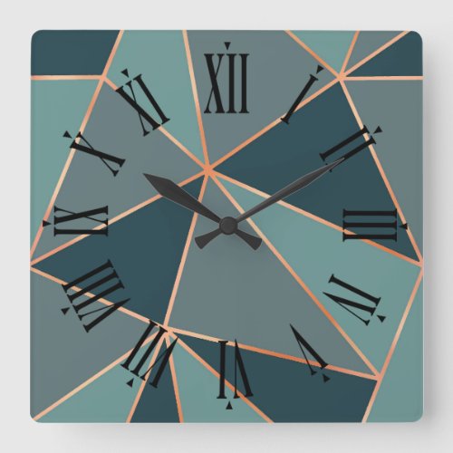 Aegean Teal Nocturne Blue American River Gray Square Wall Clock
