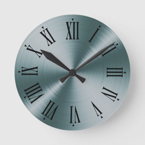Aegean Teal Shiny Radial Modern Contemporary Round Clock
