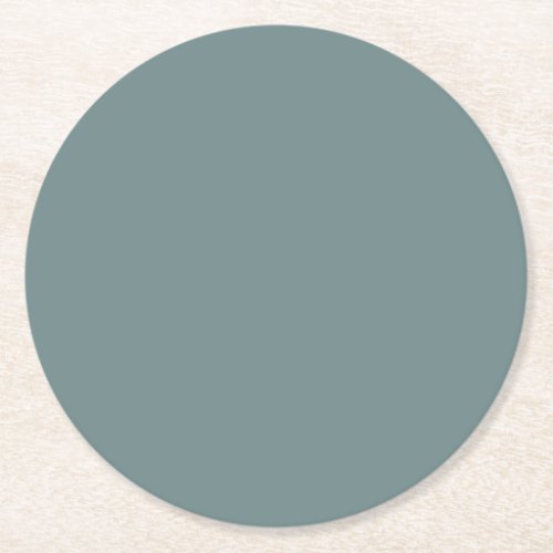Aegean Teal Solid Color Round Paper Coaster