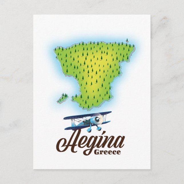 Aegina Greece island map Postcard (Front)