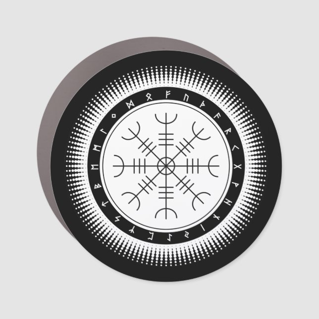 Aegishjalmr Halftone Car Magnet (Round) (Front)