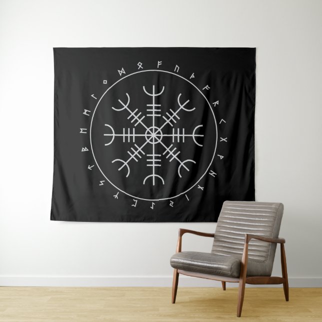Aegishjalmr Runes Wall Tapestries (In Situ (Horizontal))