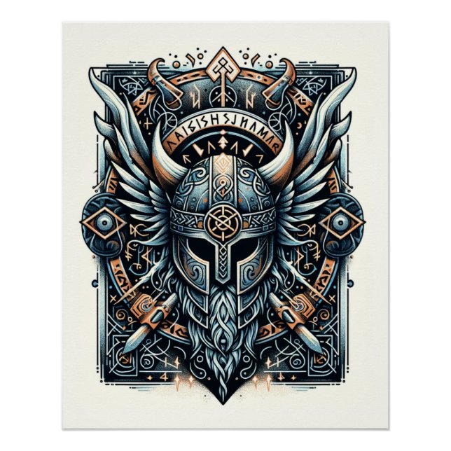 Ægishjálmr – Viking Helm of Awe Norse Protection Poster (Front)