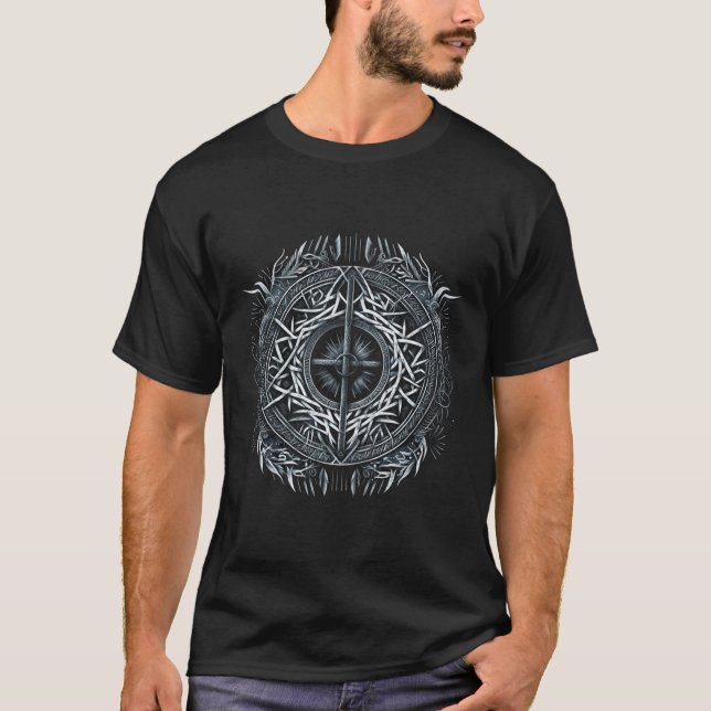 Aegishjalmur North Valhalla Norse Mythology T-Shirt (Front)