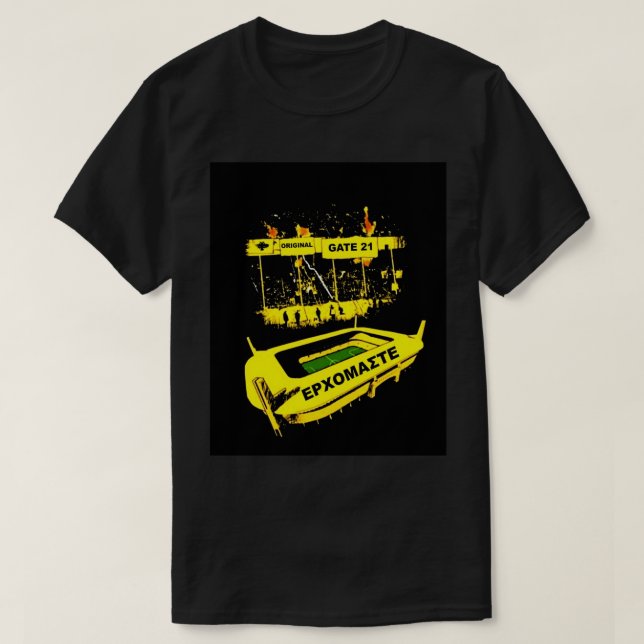 Aek Athens Greece Gate 21 Fans  Graphic  T-Shirt (Design Front)