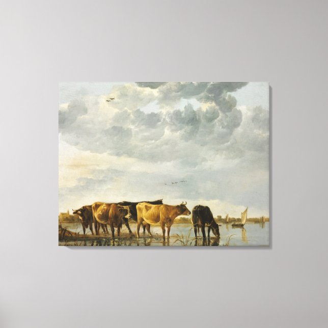 Aelbert Cuyp - Cows in a River Canvas Print (Front)