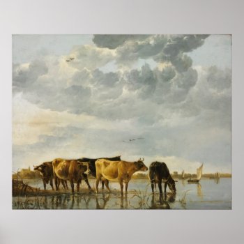 Aelbert Cuyp - Cows In A River Poster by niceartpaintings at Zazzle