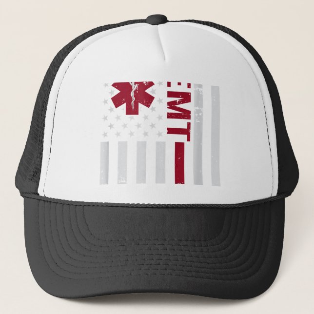 AEMT Advanced Emergency Medical Technician USA Trucker Hat (Front)