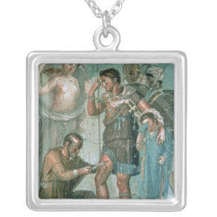 Aeneas injured, from Pompeii Silver Plated Necklace
