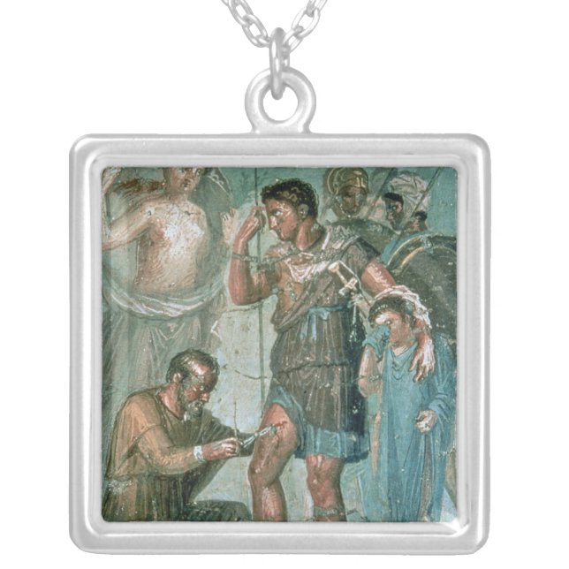 Aeneas injured, from Pompeii Silver Plated Necklace (Front)