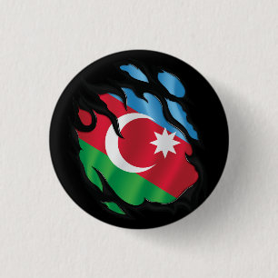Aerbaijan Ripped Flag Button