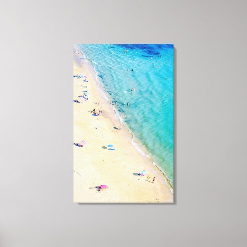 Aerial Beach Photo Turquoise Vertical Canvas 