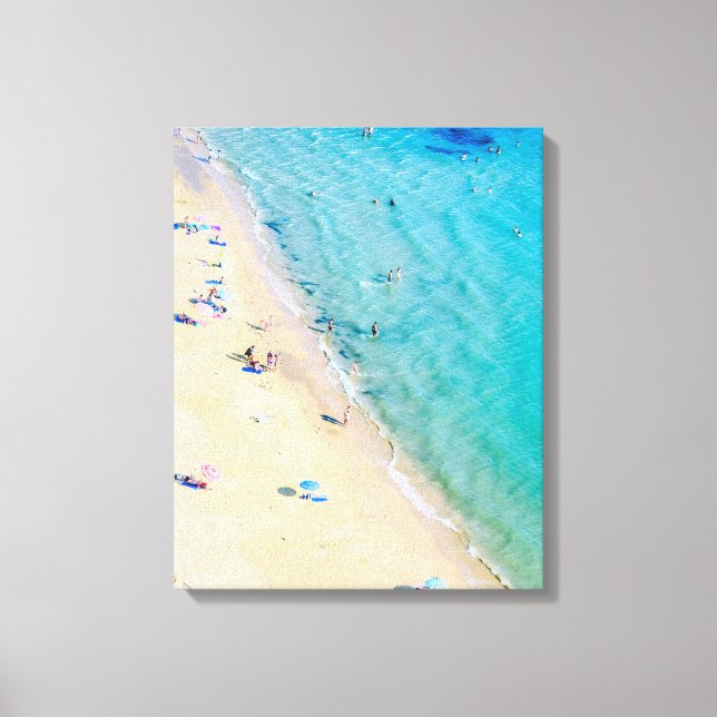 Aerial Beach Photo, Turquoise Vertical Canvas  Print (Front)