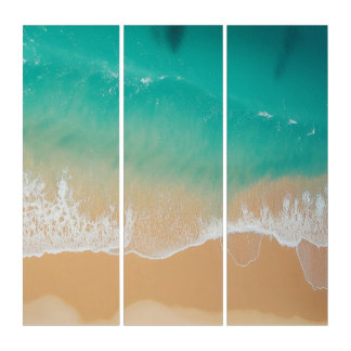 Aerial Beach Turquoise Ocean Waves Sand Triptych
